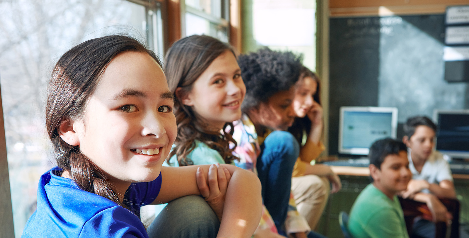 Students working together in a classroom